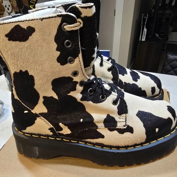 Dr. Martens Other - DR. MARTENS JADON HAIR-ON COW PRINT PLATFORM BOOTS MENS SIZE 13 NEW